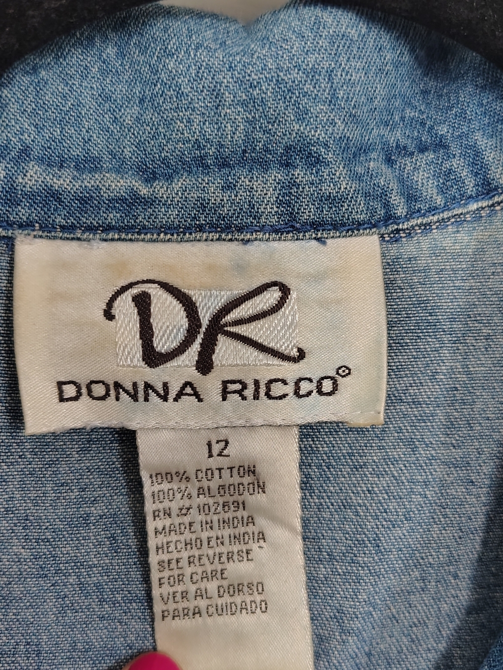 80's Donna Ricco Light Blue Button Down Denim Shirt with Embroidery - Picture 2 of 6